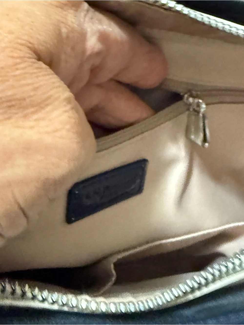 L.K Baanet Italian Patent Navy and Cream Tote Handbag
